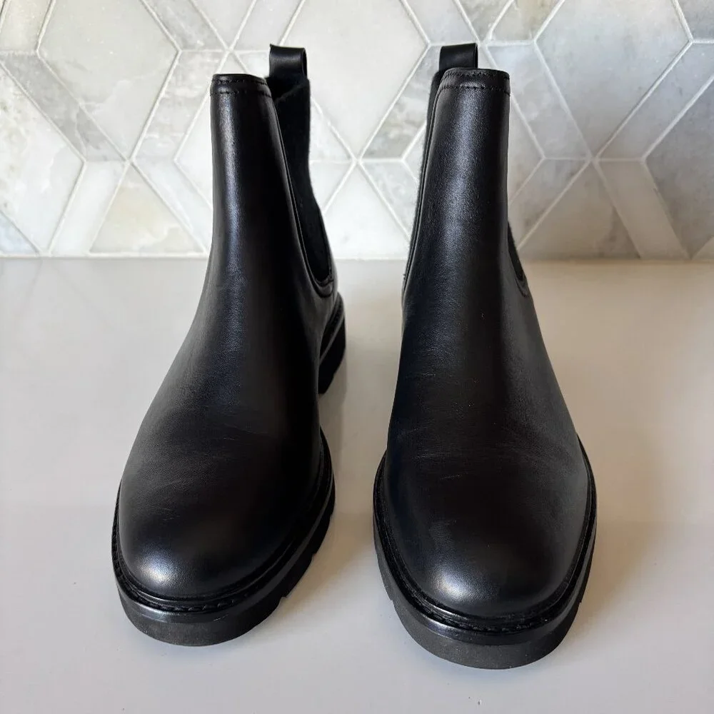 Vince Size 7.5M Black Wool Pull On Ankle Boot Rue Chelsea Boot Ankle Bootie - Picture 2 of 12